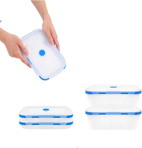 Miniatura 8 de ECOBERI Recipientes plegables para almacenamiento de alimentos, juego pequeño de silicona de 4 piezas de 12 onzas, almacenamiento de alimentos sin