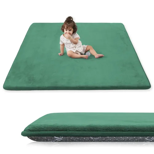 Miniatura 38 de Tapete de cama de bebé de 1.3 pulgadas de grosor para dormitorio, tapete básico de espuma acolchada suave de felpa de 28 x 72 pulgadas con acolchado