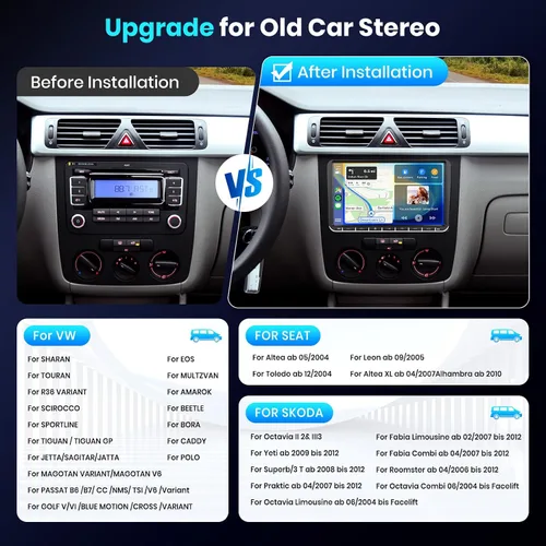 Miniatura 2 de podofo 2G+64G coche estéreo GPS navegación unidad principal 9 pulgadas pantalla táctil para VW Passat Jetta Tiguan Golf MK5 MK6 T5 EOS Polo en Dash