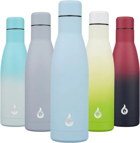 Miniatura 18 de BJPKPK Botella de Agua Aislada 17oz Botellas de Agua de Acero Inoxidable Apta para Lavavajillas Metal Térmica Mantiene Frío y Caliente, Gris Niebla