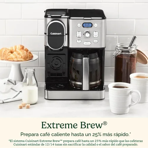 Miniatura 4 de Cafetera de 12 tazas Cuisinart, jarra de vidrio para porciones individuales, máquina automática de café caliente y café helado, control de Acero
