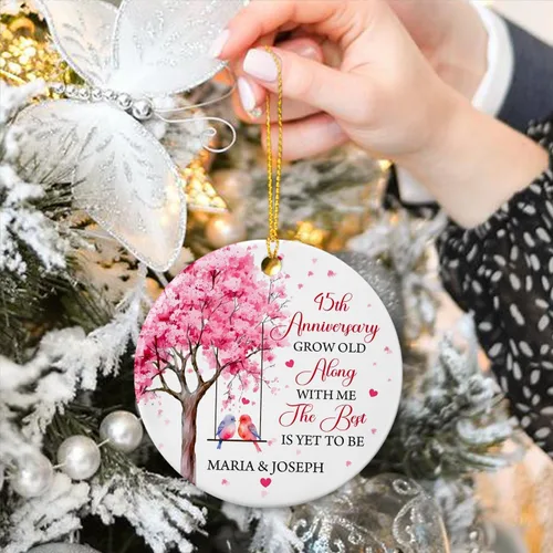 Miniatura 4 de Adorno personalizado de aniversario de boda para Mr & Mrs Married, 45 aniversario Grow Old Along with Me The Best is Yet to Be Ornament, adornos