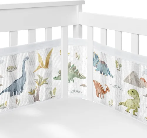 Miniatura 3 de Sweet Jojo Designs Acuarela dinosaurio dinosaurio niño bebé cuna juego de cama infantil habitación de bebé transpirable malla transpirable cuna