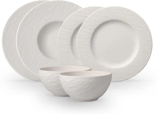 Miniatura 7 de Villeroy & Boch Manufacture Rock Starter - Juego de vajilla de porcelana de alta calidad, platos llanos para pasta, 2 platos, negro/gris