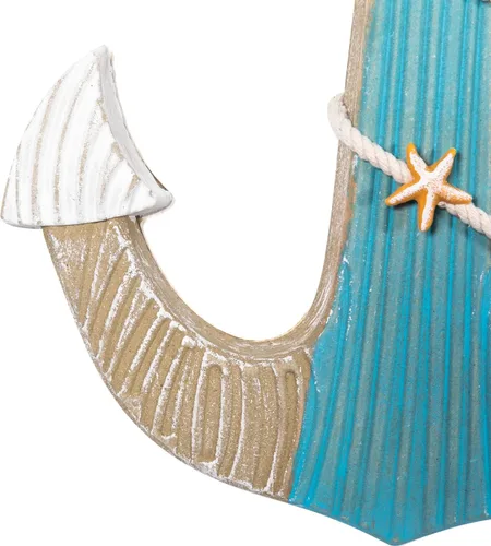 Miniatura 4 de Asense Arte para colgar en la pared, ancla de madera con cuerda, decoración de pared temática náutica, decoración del hogar, temática de playa, 9.8