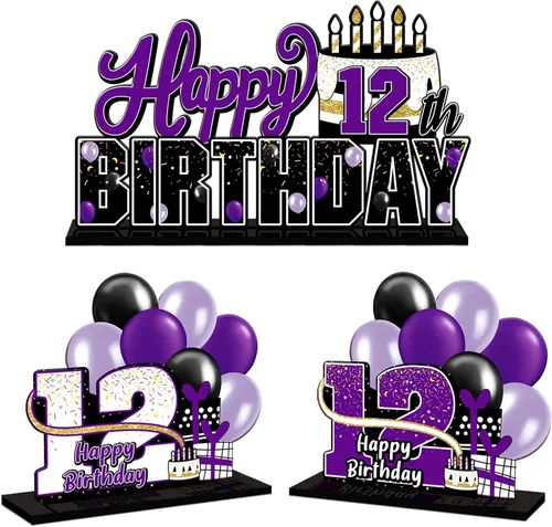 Miniatura 79 de LINGTEER Feliz 10º Cumpleaños Juego de Centros de Mesa de Acrílico Azul para Mesa - Brindemos por Diez Años Decoraciones de Regalo de Fiesta de 10º