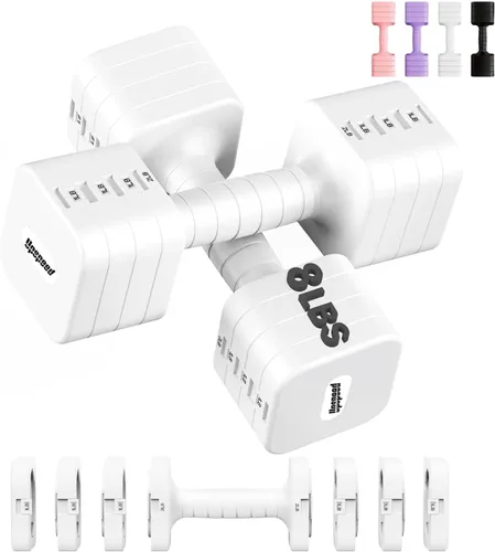Miniatura 11 de Juego de mancuernas ajustables de 16 libras y 20 libras, juego de mancuernas para mujeres y hombres, pesas de mano, par de mancuernas