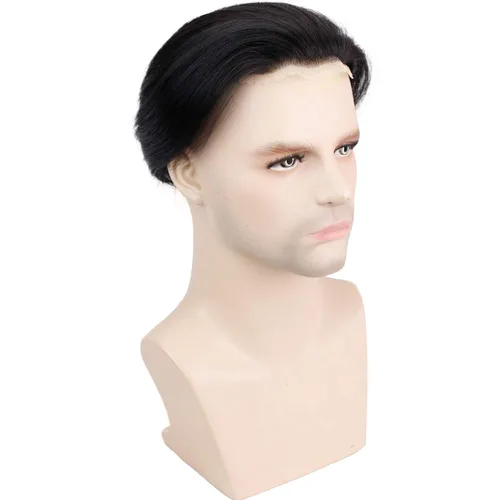 Miniatura 10 de Voloria Toupee - Extensiones de pelo rizado de 8 pulgadas para hombre, sistema de reemplazo de cabello humano virgen 100% europeo para hombres, red