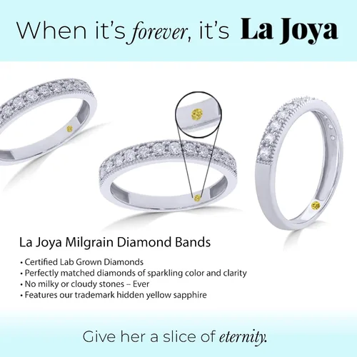 Miniatura 3 de Lab Grown Diamond Wedding Bands for Women 10K Yellow, White and Rose Gold Certified 110-12 Carat Milgrain Diamond Anniversary Bands, Promise Rings