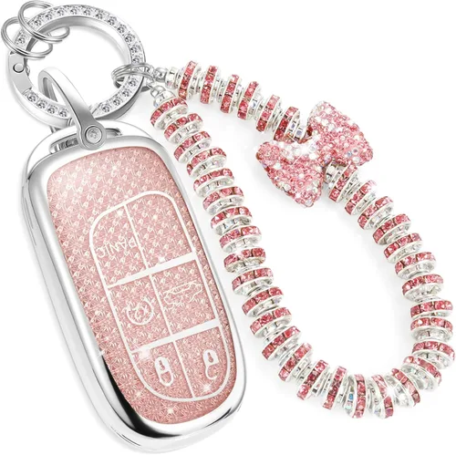 Miniatura 19 de para llavero de Cadillac con funda de TPU con superficie granulada y cuerda trenzada metálica, funda de llavero mejorada para 2020 en adelante CT4