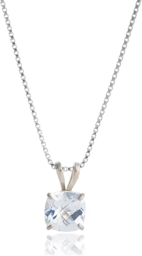 Miniatura 21 de MAX + STONE 925 Sterling Silver Cushion Cut Birthstone Necklace for Women 6mm Hypoallergenic Solitaire Necklace Gemstone Pendant Necklaces with