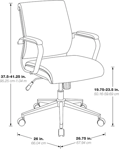 Miniatura 3 de Office Star Silla de oficina ajustable Antimicrobial Manager con base cromada, respaldo medio, tela negra Dillon