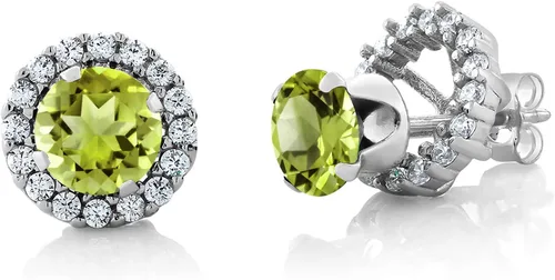 Miniatura 14 de Gem Stone King Aretes redondos de plata de ley 925 de 0.236 in con piedra natal extraíble para mujer