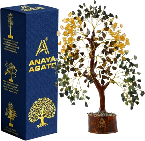 Miniatura 20 de Árbol de la vida de 7 chakras de cristal ANAYA AGATE – Árboles Bonsái de piedras preciosas curativas hechas a mano para decoración del hogar