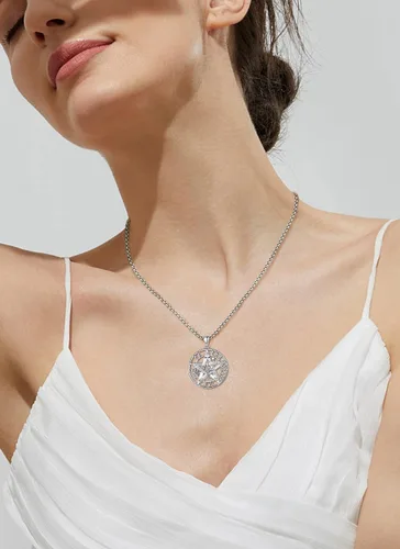 Miniatura 5 de CELESTIA Collar de pentagrama de plata de ley 925 para mujeres y hombres, cadena de 24 pulgadas, Plata esterlina