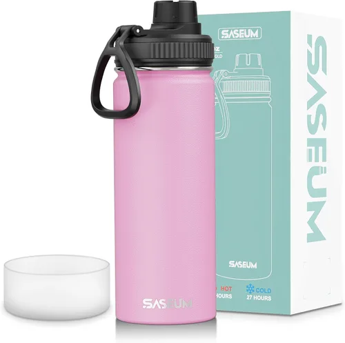 Miniatura 30 de SASEUM Botella de agua de acero inoxidable de 12 onzas, botella aislada sin BPA con tapa de boquilla a prueba de fugas, botella de metal de boca