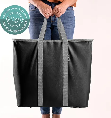 Miniatura 8 de CleverMade Cesta plegable para ropa sucia – Contenedor organizador de almacenamiento de 64 litros, paquete de 2 unidades color negro medianoche gris
