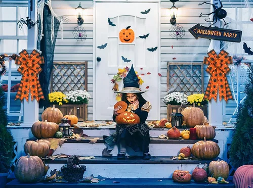 Miniatura 3 de Estivaux Arcos grandes de Halloween para corona, lazos de corona de araña de Halloween, lazos negros a cuadros, lazos de arpillera naranja, lazos