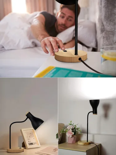 Miniatura 3 de LALISU Lámpara de escritorio de metal, lámpara de mesa, luces de lectura, lámparas de escritorio de arco para dormitorio, lámpara de cabecera