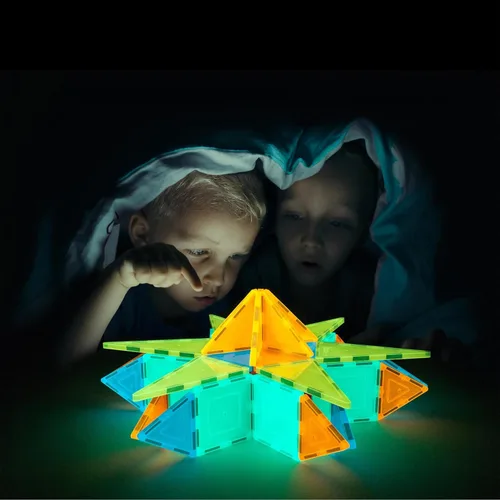 Miniatura 2 de PicassoTiles Juego de bloques de construcción de juguete para niños que brillan en la oscuridad, kit de construcción para niños, azulejos 60