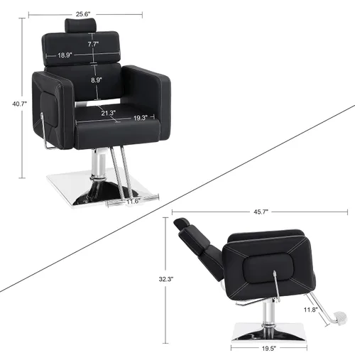 Miniatura 3 de BarberPub Silla de peluquería hidráulica clásica reclinable, ajustable, estilo de salón de belleza, silla de spa 2065 (negro)