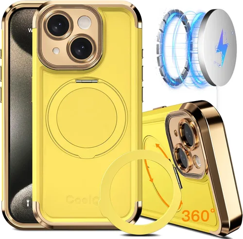 Miniatura 13 de COOLQO Funda para iPhone 13 de 6.1 pulgadas, soporte magnético de giro de 360° [compatible con Magsafe] [protección militar] chapado mate resistente