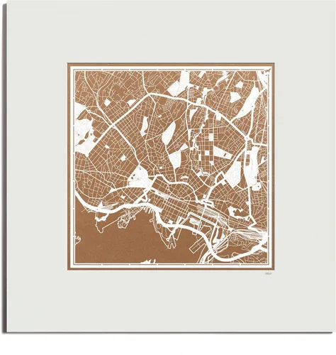 Miniatura 46 de O3 Design Studio Mapa de corte de papel Madrid negro mate de 20 x 20 pulgadas
