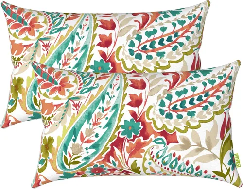 Miniatura 91 de LVTXIII Juego de 2 almohadas lumbares para patio, 12 x 20 pulgadas, resistentes a la decoloración, para exteriores con interiores, cojines lumbares
