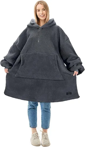 Miniatura 27 de Solaris Manta de gran tamaño con capucha y bolsillo para mascotas, cálida y súper suave y acogedora sudadera Sherpa con capucha para mujeres