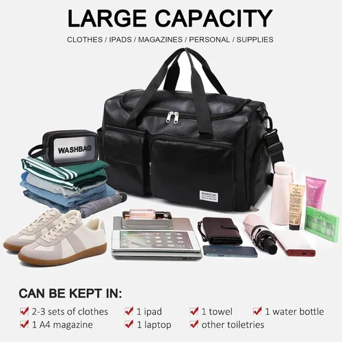Miniatura 171 de Pequeña bolsa de gimnasio para mujer, bolsa de viaje con compartimento para zapatos