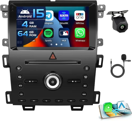 Inefala 4G 64G para Ford Edge 2011 2012 2013 2014 2015 Radio CarPlay 9 "Incell pantalla táctil coche estéreo Android 15 Android Auto Bluetooth 5.0