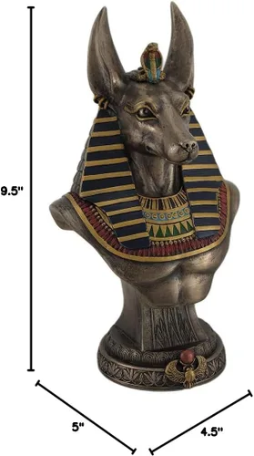 Miniatura 3 de Estatua de busto terminada en bronce del dios del chacal egipcio antiguo veronés