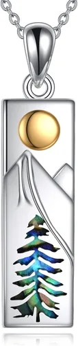 YFN Collar de montaña para mujer, collar de plata de ley, regalo de joyería para esquiadores, excursionistas, campistas, escaladores y amantes de la