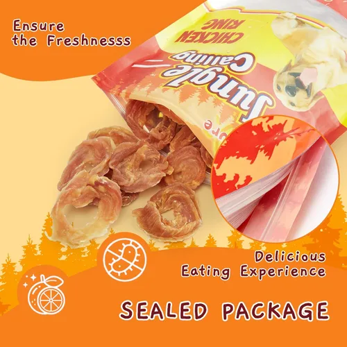 Miniatura 9 de Jungle Calling Anillos de pollo para perros pequeños, medianos y grandes, cecina de pollo asado lento, masticables para perros sin cuero crudo