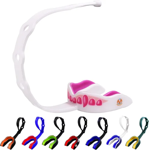 Miniatura 30 de Oral Mart - Protector bucal deportivo con correa para fútbol, lacrosse, hockey sobre hielo, taekwondo