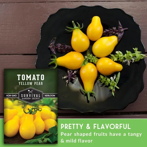 Miniatura 4 de Paquete de 2 semillas de tomate de pera amarilla para plantar, paquete con instrucciones para cultivar tomates dorados en tu huerto casero, variedad