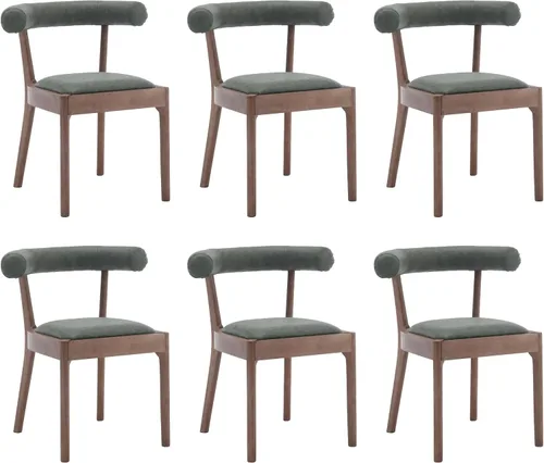 Miniatura 22 de Kmax Sillas de comedor de mediados de siglo, sillas de cocina de tela moderna con marco con acabado de nogal natural, respaldo curvado de lino, beige