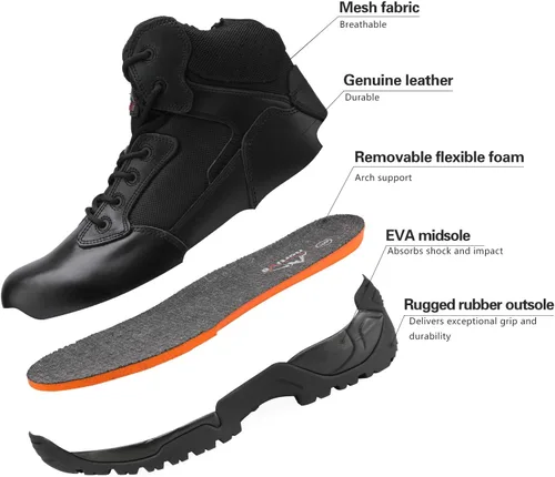 Miniatura 4 de NORTIV 8 Mens Military Tactical Work Boots Side Zip Outdoor Hiking Leather Motorcycle Combat Boots