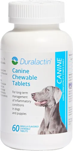 PRN Pharmacal Duralactin - Tabletas masticables caninas – Suplemento de salud articular para perros y cachorros – Apoyo de movilidad de mascotas –