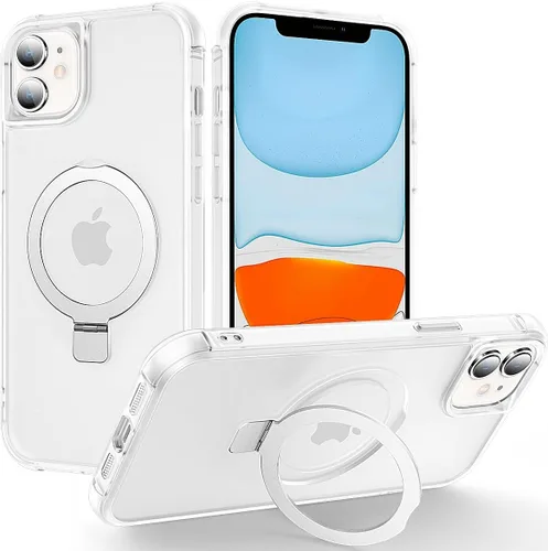 Miniatura 97 de CHAOFEnG Funda magnética compatible con iPhone 11 con soporte, prueba de caídas de grado militar, compatible con imán, anillo translúcido, parte