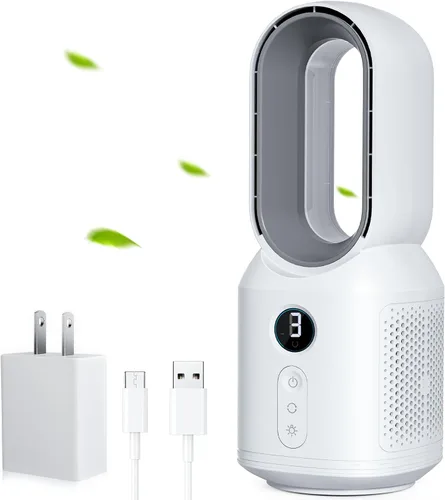 Miniatura 10 de let'me Ventilador de escritorio de 13 pulgadas, pequeño ventilador de mesa sin aspas, ventilador oscilante de 106° con control táctil de 3