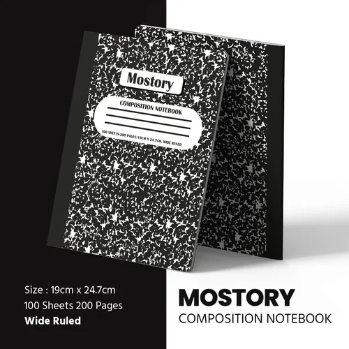 Miniatura 7 de MOSTORY Paquete de 5 cuadernos de composición – 200 páginas con rayas anchas (100 hojas), tamaño 7.5 x 9.75 pulgadas, suministros escolares a