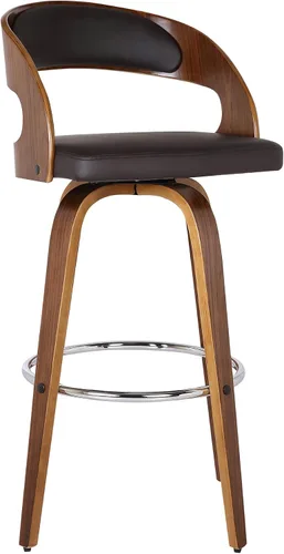 Armen Living Shelly 26" Altura del Asiento Taburete Giratorio de Bar de Estilo Moderno de Mediados del Siglo para Isla de Cocina y Encimera en Cuero