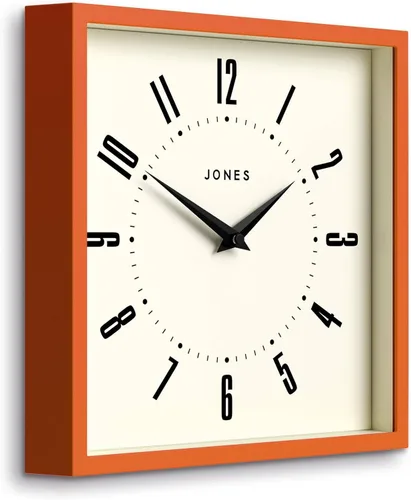 Miniatura 2 de JONES CLOCKS® Reloj de pared de caja, cuadrado retro, 10 pulgadas, naranja, números fáciles de leer, reloj perfecto para cocina u oficina Naranja