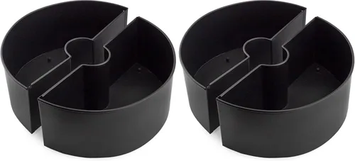 Miniatura 15 de AuldHome Design Maceta de sombrilla para mesa de patio con agujero para sombrilla (negro), macetas esmaltadas de medio círculo