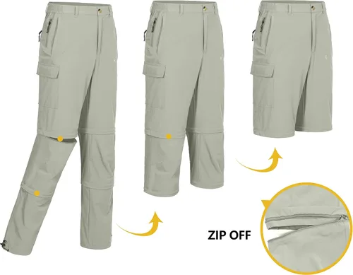 Miniatura 3 de Little Donkey Andy Pantalones convertibles elásticos para hombre, pantalones de senderismo de secado rápido con cremallera, protección UV, ligeros