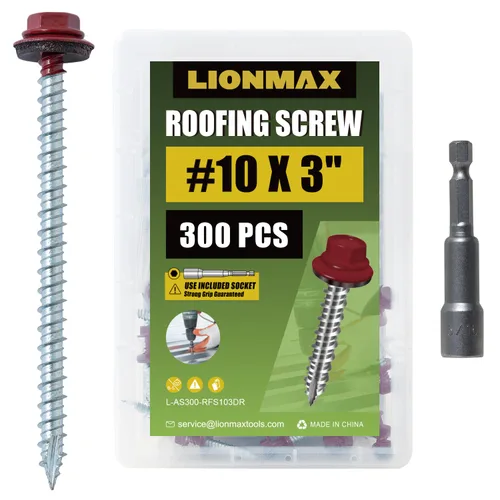 Miniatura 19 de LIONMAX 300 piezas de tornillos para techos de metal #10 × 1 pulgada, revestimiento antioxidante, cabeza hexagonal, tornillo de chapa metálica