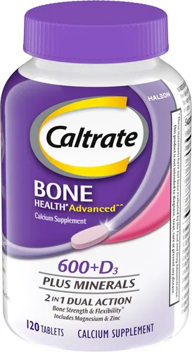 Caltrate 600 Plus D3 Plus Minerals Tabletas de suplemento de calcio y vitamina D, suplemento de salud ósea y mineral para adultos, 120 unidades (el