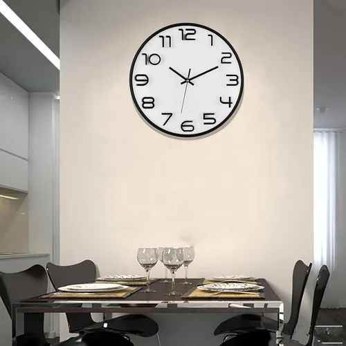 Miniatura 8 de WOOPHEN Reloj de pared silencioso de 12 pulgadas, funciona con pilas, reloj de pared de cuarzo de calidad, moderno, decorativo, para dormitorio