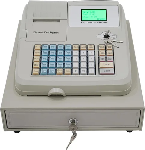 Caja registradora, caja registradora electrónica POS Syetem, 48 teclas y 8 pantalla LED digital, caja de cajero minorista con caja de cajón para